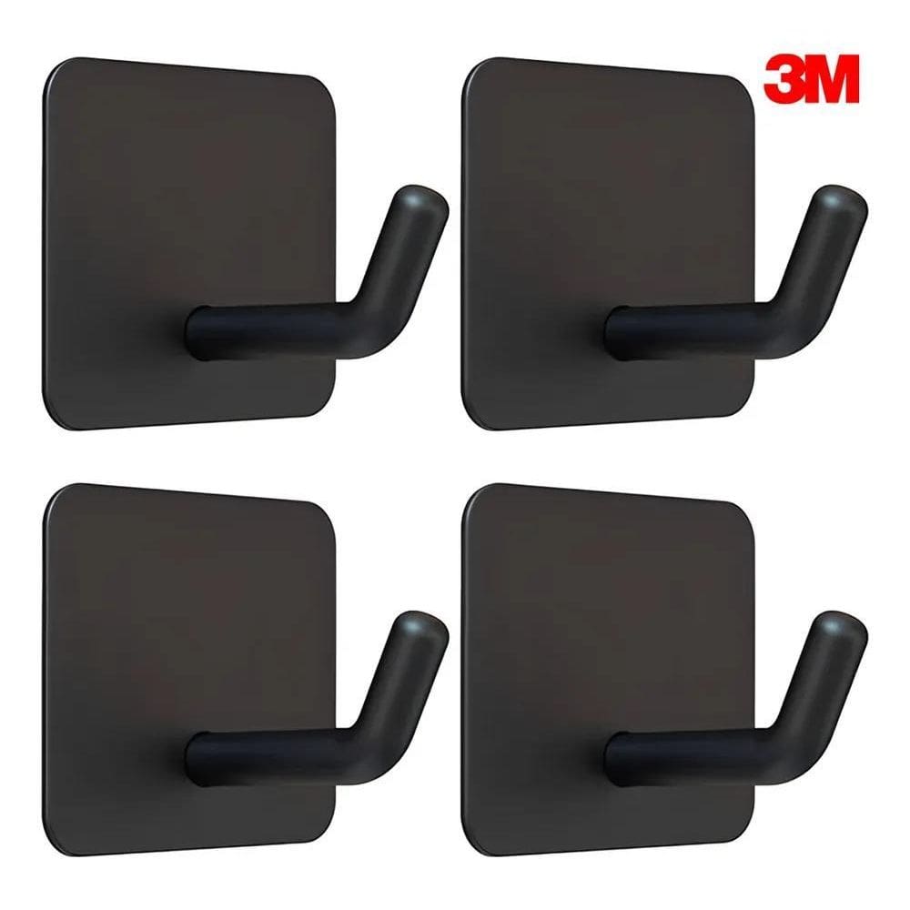 Kit 4 Ganchos Adesivo Parede Inox Pendurar Toalhas Roupas 3M