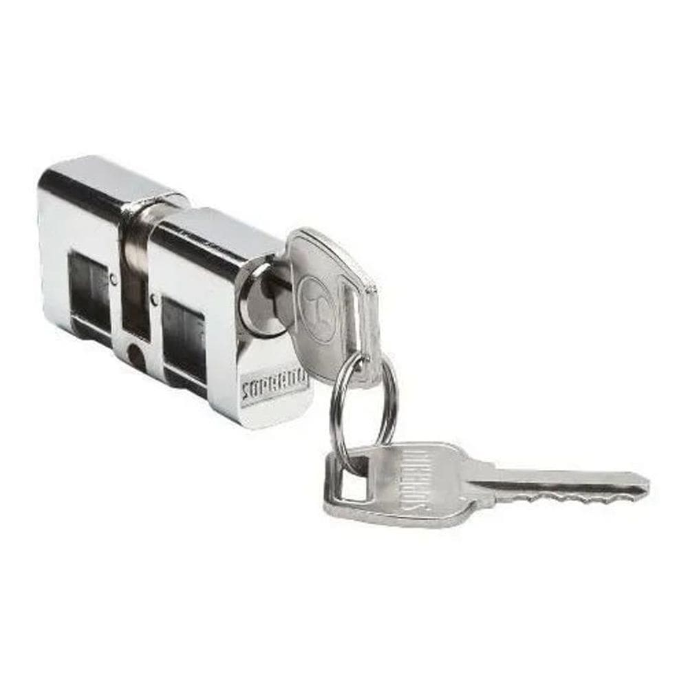 Cilindro Miolo 53Mm Tambor Fechadura Soprano Cromado 2Chaves