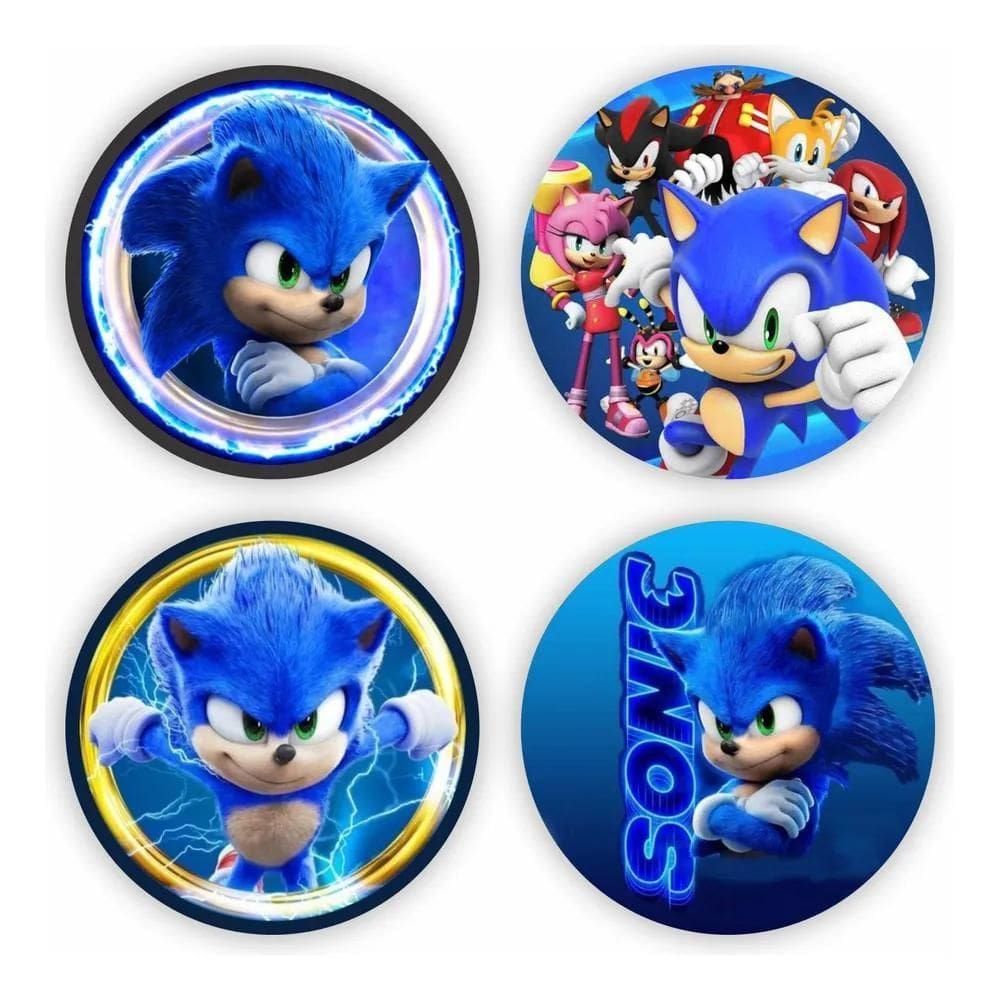 100 Adesivos Sonic Redondo Decoração Festa Aniversário