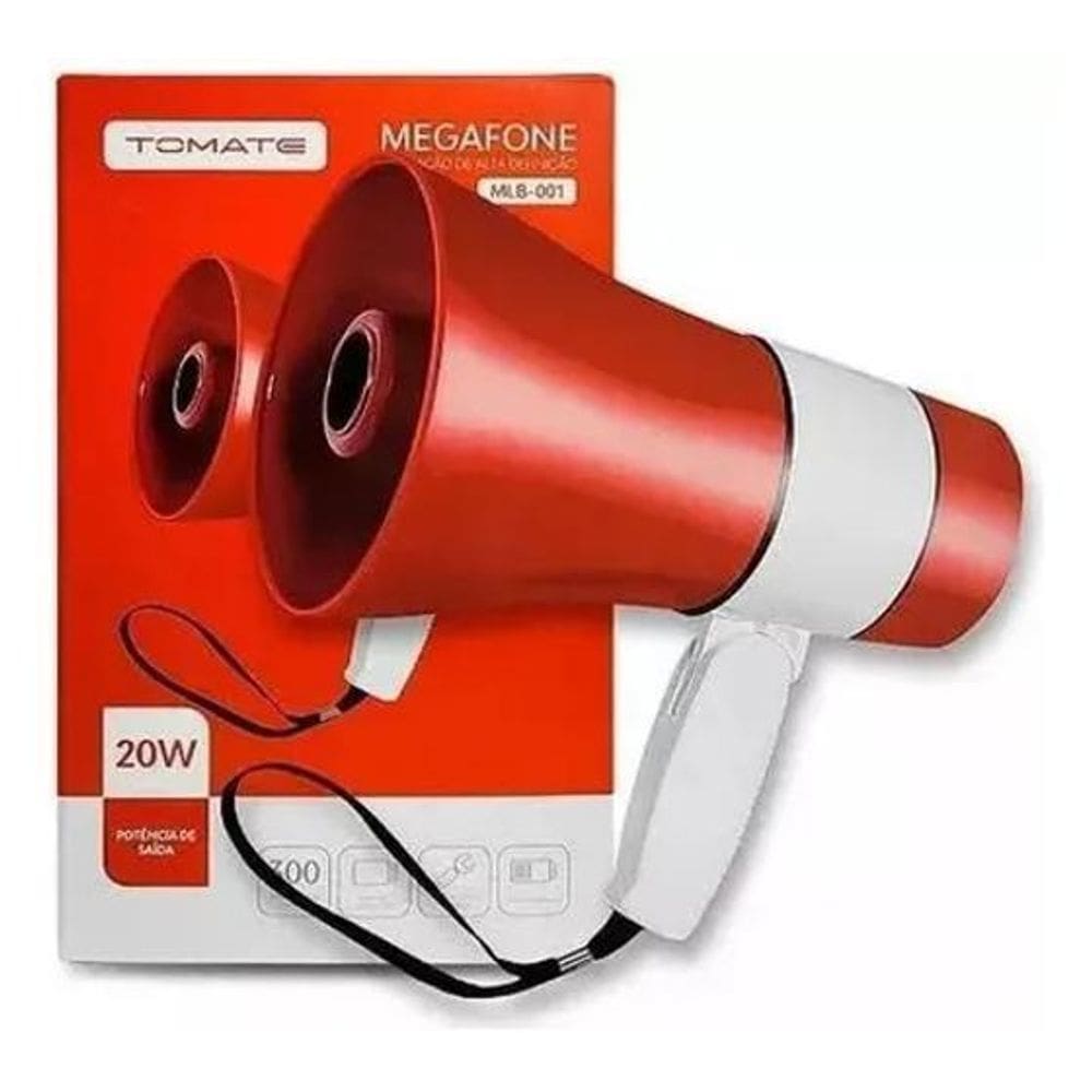 Megafone Tomate Mlb-001 20W Com 300 Segundos De Gravação