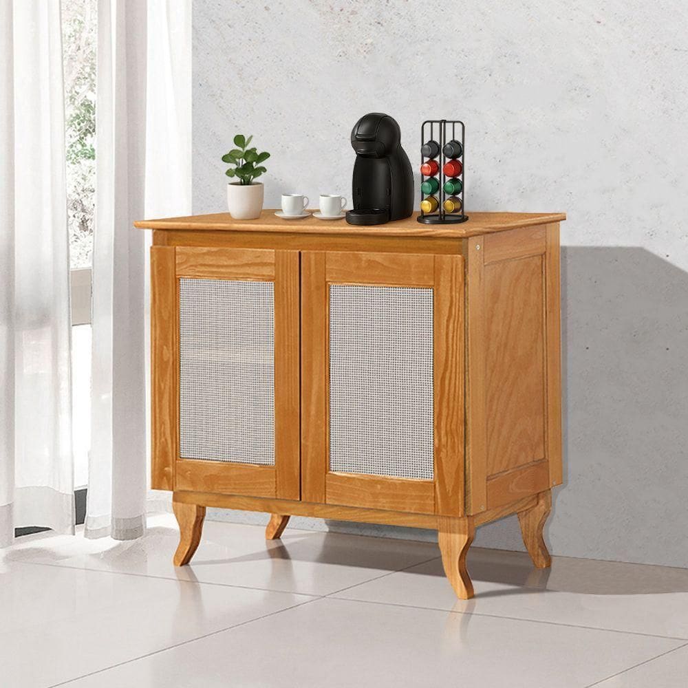 Cantinho Do Café Com 2 Portas Em Madeira Maciça E Tela Indiana - Imbuia