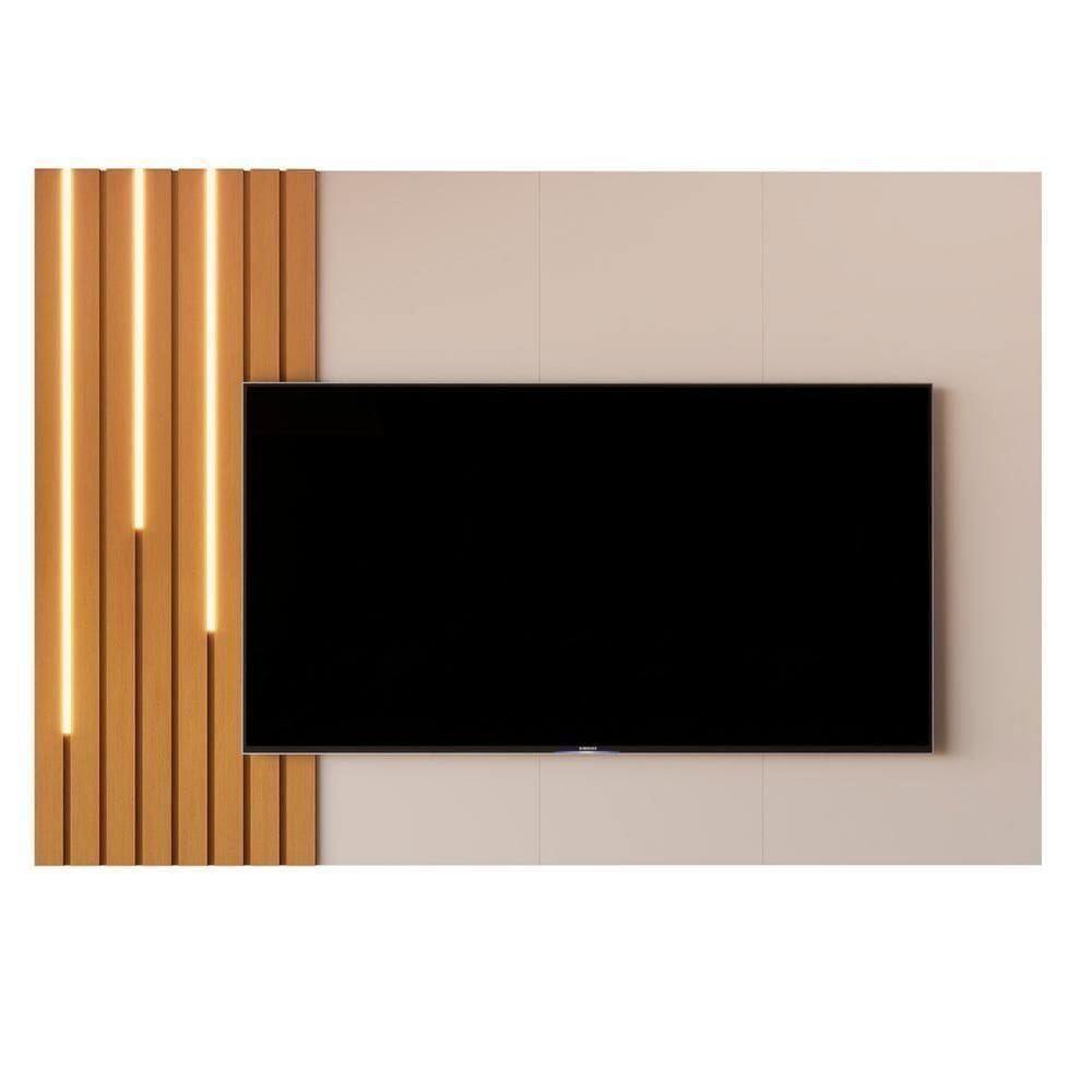Painel Suspenso Boto 1.8 Com Led Sala Para Tv`s Até 70 Pol Off White Nature