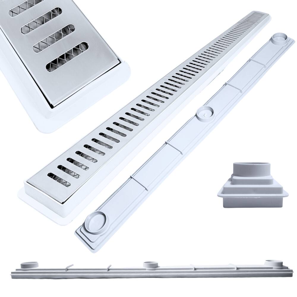 Ralo Raso Ideal para Laje e Apartamento Inox Palito 70cm col Branco com Tela
