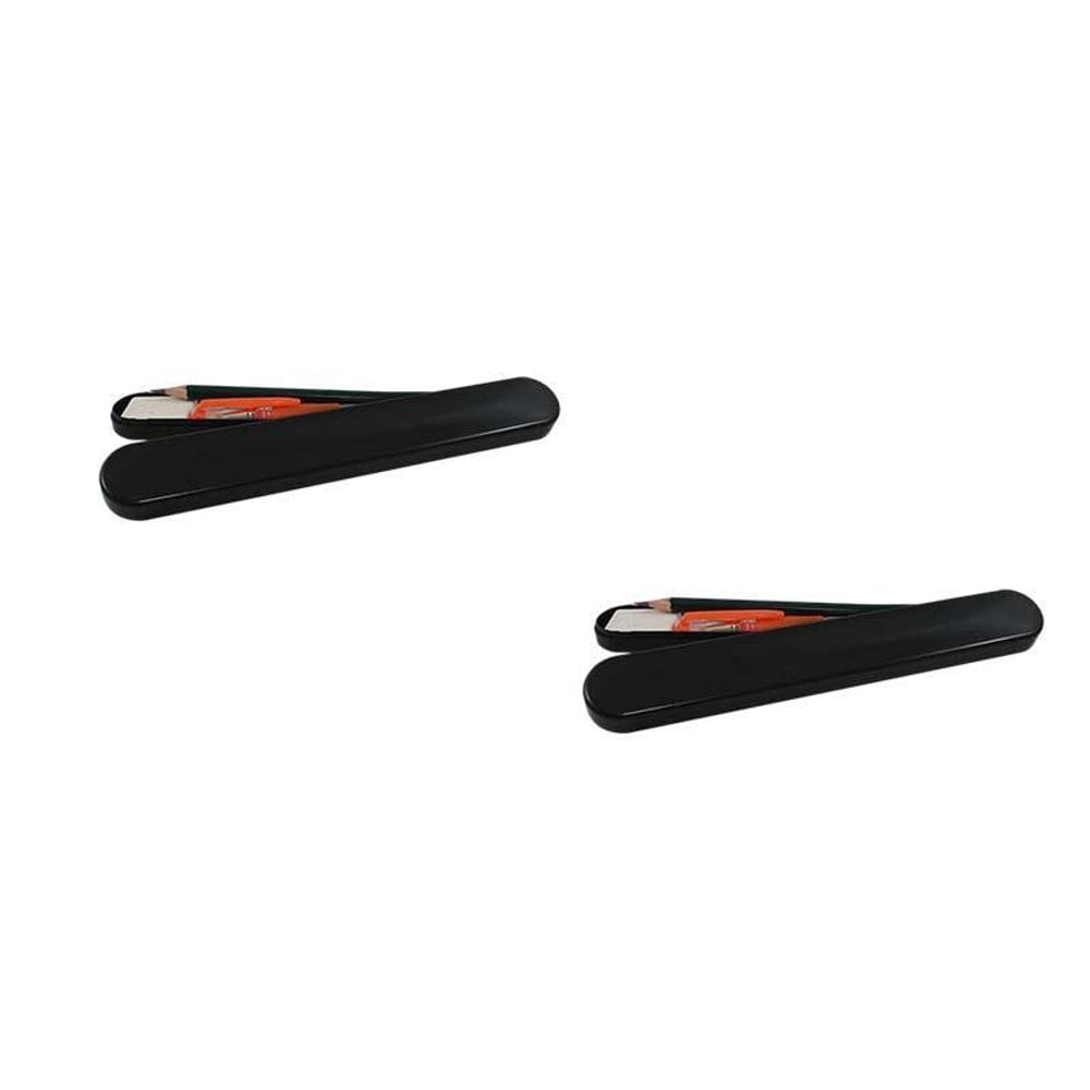 Kit 2 Mini Estojo Preto Plástico