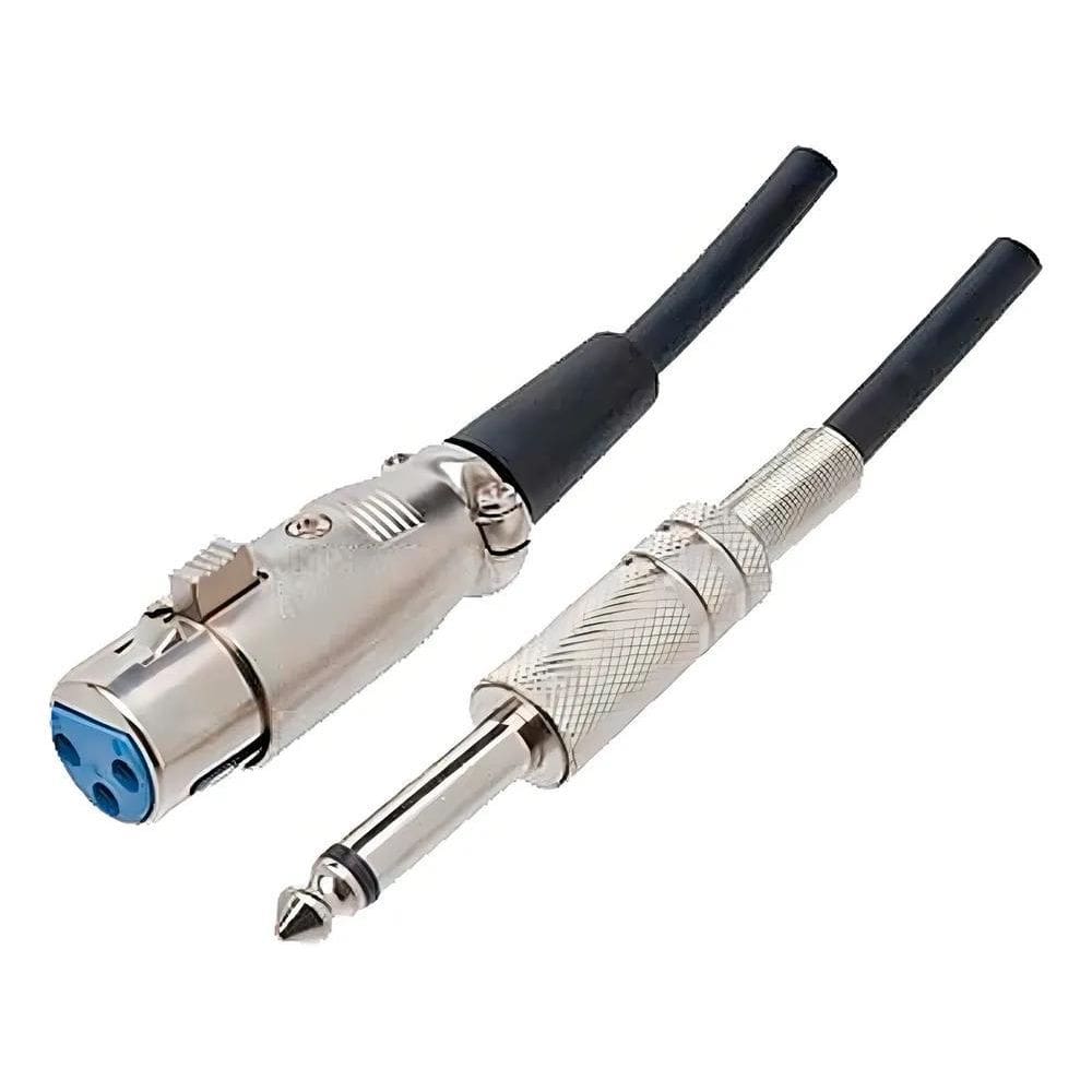 3X Cabo Microfone P10 Mono X Canon Xlr Femea 5 Metros Cor Pr