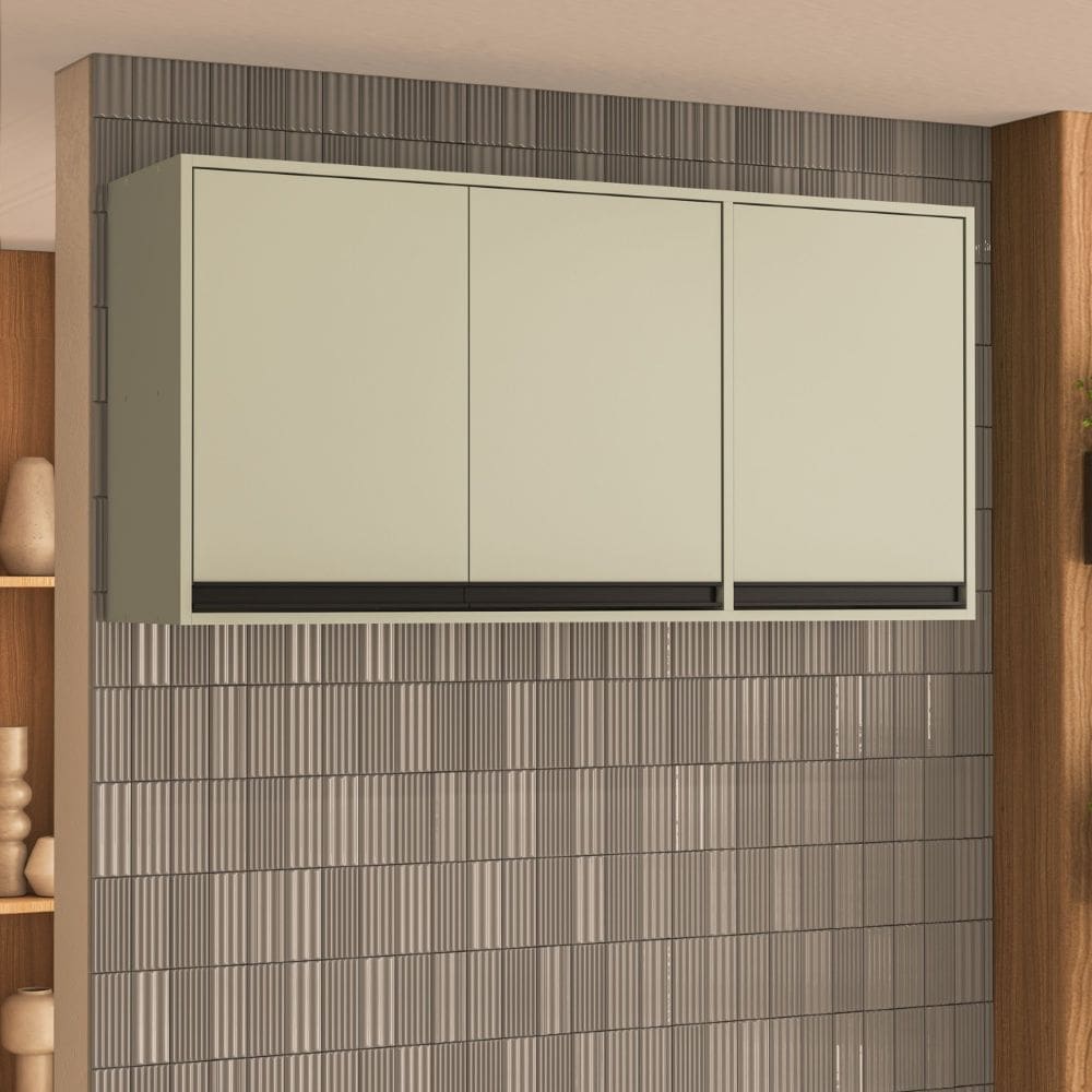 Armário Aéreo 3 Portas 120cm Koya Verde Oliva Politorno Móveis