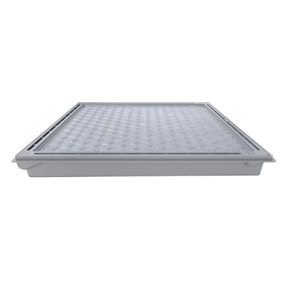 Tampa Casa Máquina Piscina Com Rebaixo Gaveta Cinza 95x95cm