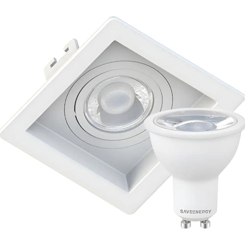 Spot De Embutir Mr16 Dicroica Quadrado Recuado + Led