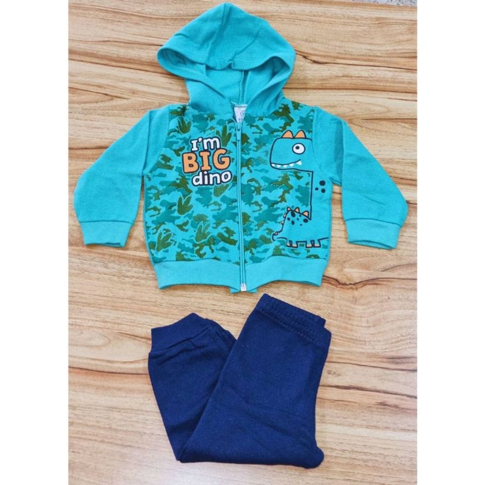 Conjunto Masculino Infantil Estampado Com Capuz P Verde