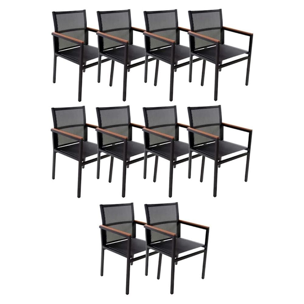 Kit 10 Cadeira Diamante Alumínio Sling Hotel Piscina Jardim