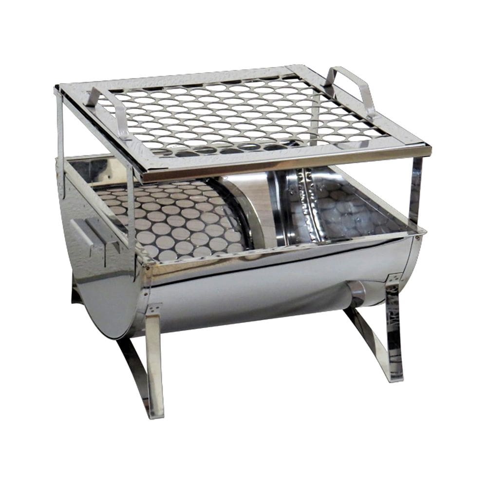 Churrasqueira Praia e Campo Aço Inox Com Grelha 30x28x24cm