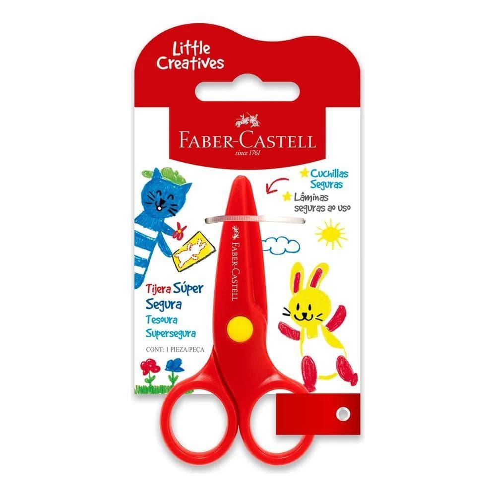 Tesoura Escolar Super Segura Creativ - Faber-Castell Cor Ver