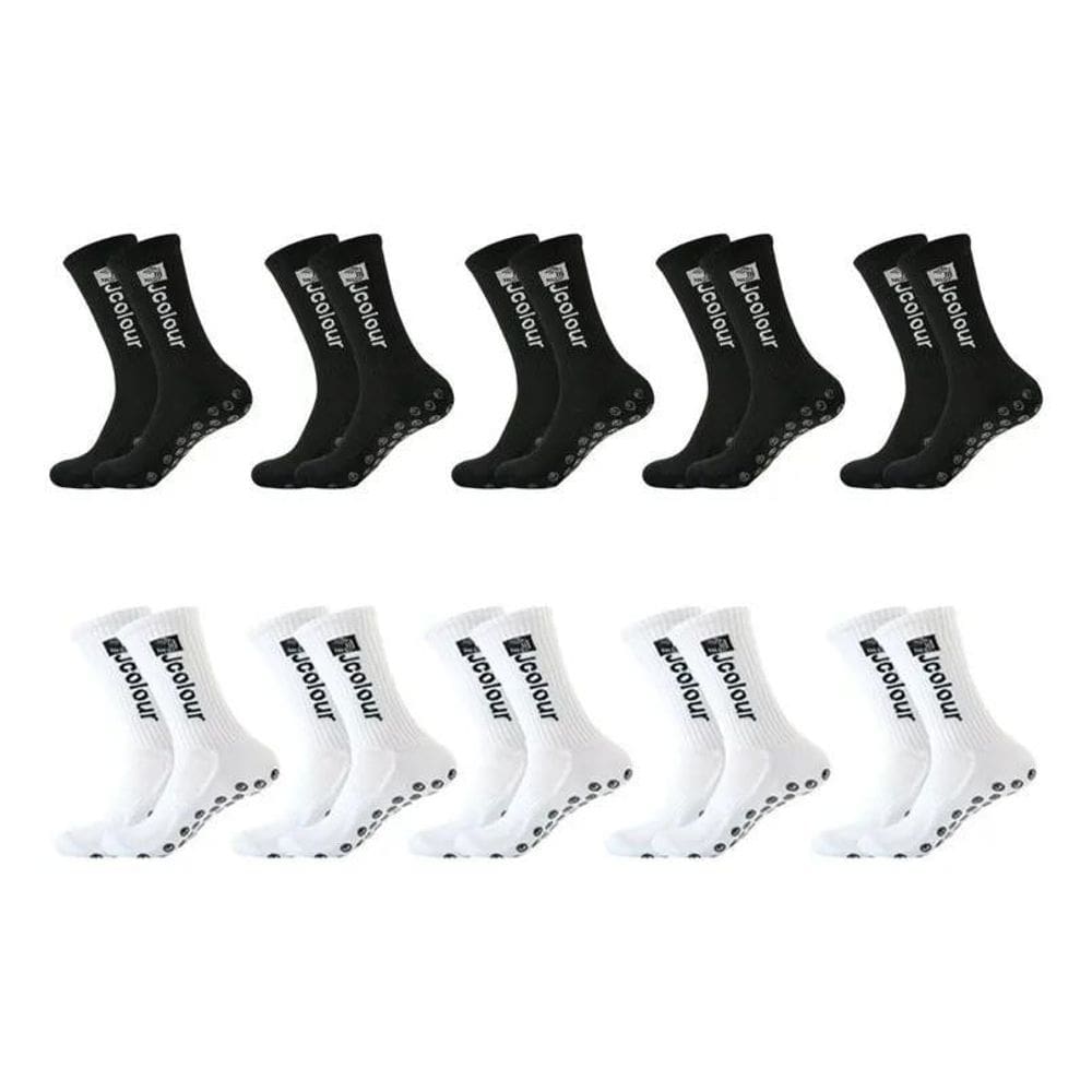 Kit 10 Pares Meia Antiderrapante Futebol Sport Meião Longo