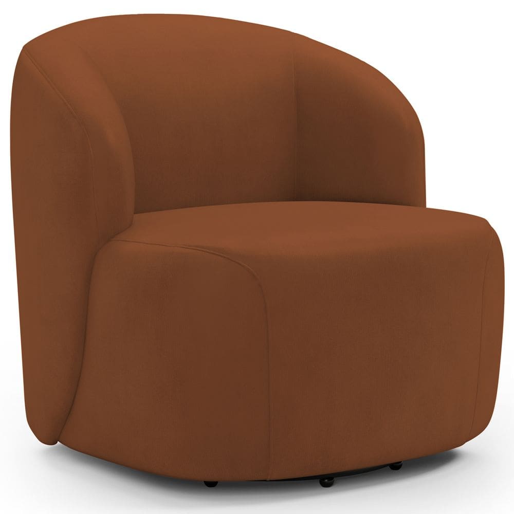 Poltrona Giratória Orgânica Para Sala Living Heidy F04 Veludo Telha - Lyam Decor