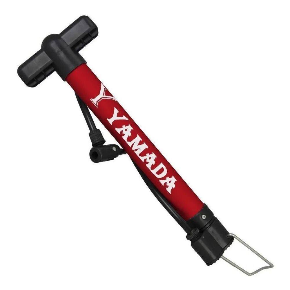 Bomba Ar Bicicleta Alumínio Vermelha Yamada 30Cm Com Conexão