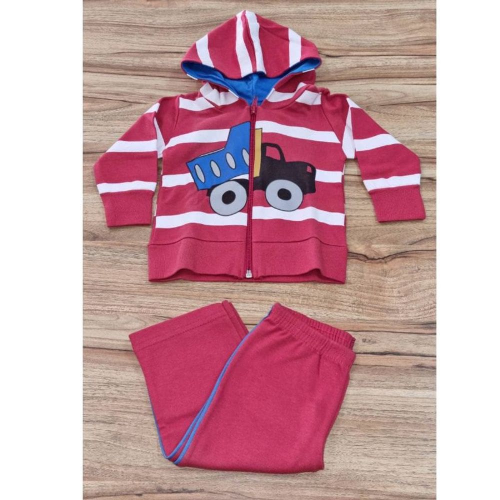 Conjunto Masculino Infantil Listras Vermelho P