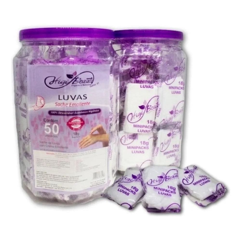 Luva Com Creme Emoliente - 50 Pares - Kit Manicure