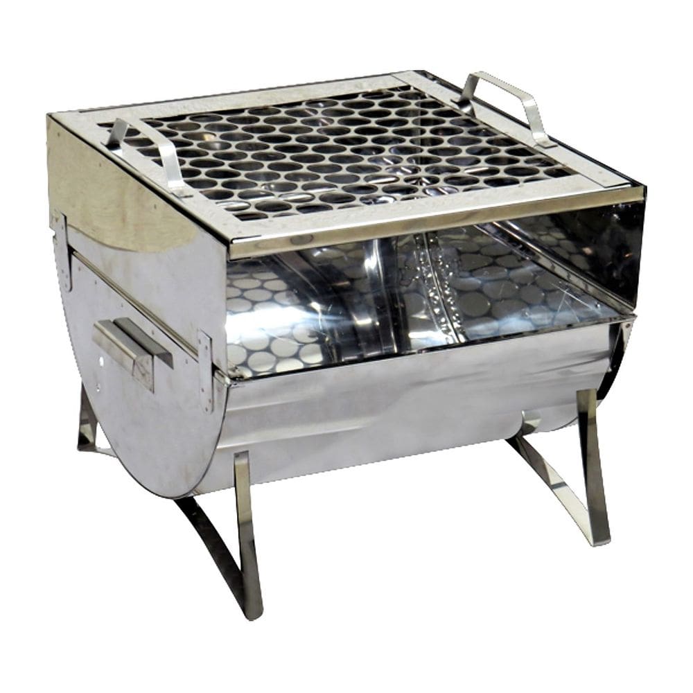 Churrasqueira Praia Campo Fechada Aço Inox Grelha 30x28x24cm