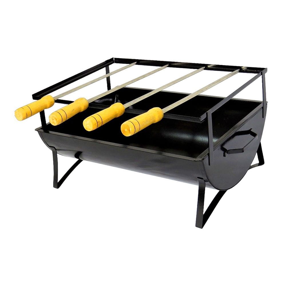 Churrasqueira Praia Campo Aço Carbono 4 Espeto AB 44x30x24cm