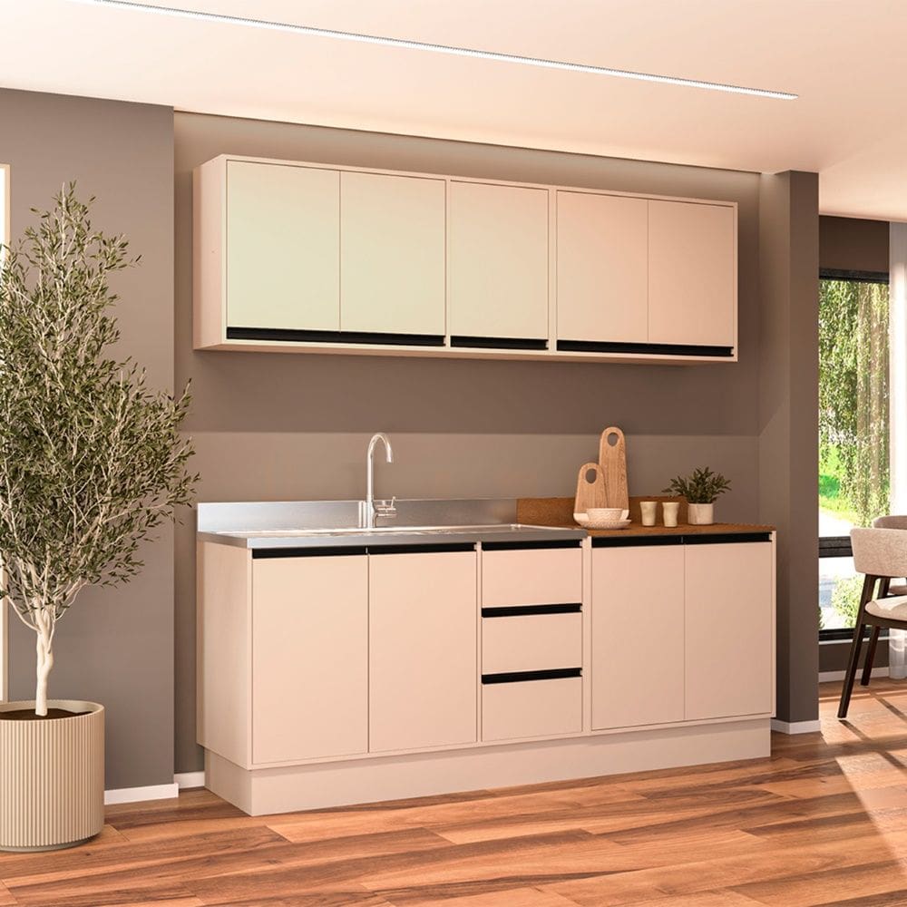 Cozinha Compacta 4 Peças 250034 Sem Tampo Koya Creme Politorno Móveis