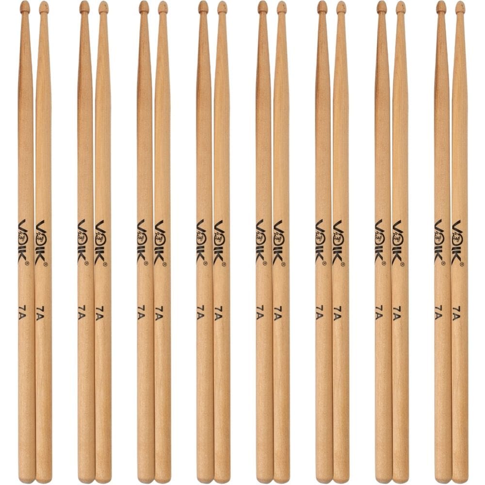 Kit 8 Pares de Baquetas Ponta de Madeira Maple Voik 7A