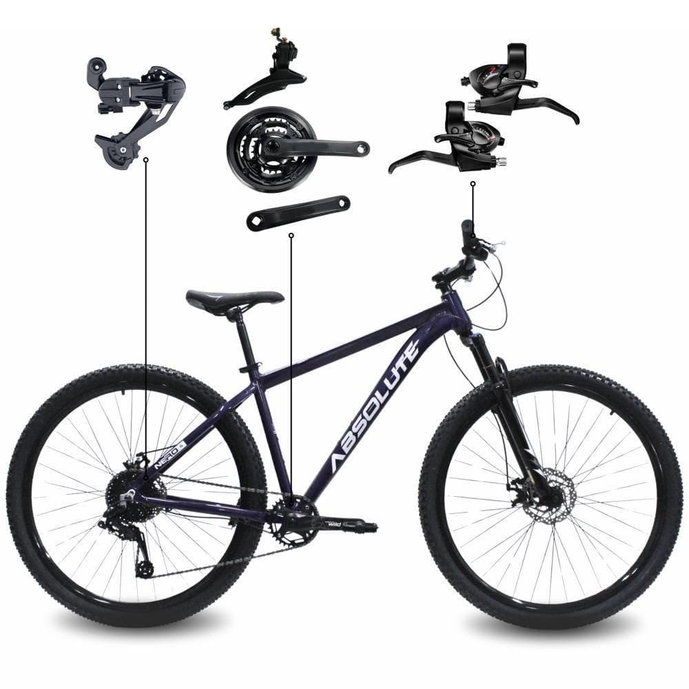 Bicicleta Aro 29 Absolute 21 Marchas Quadro Alumínio Freio A Disco Mtb - Azul Mar - 21 Azul Mar