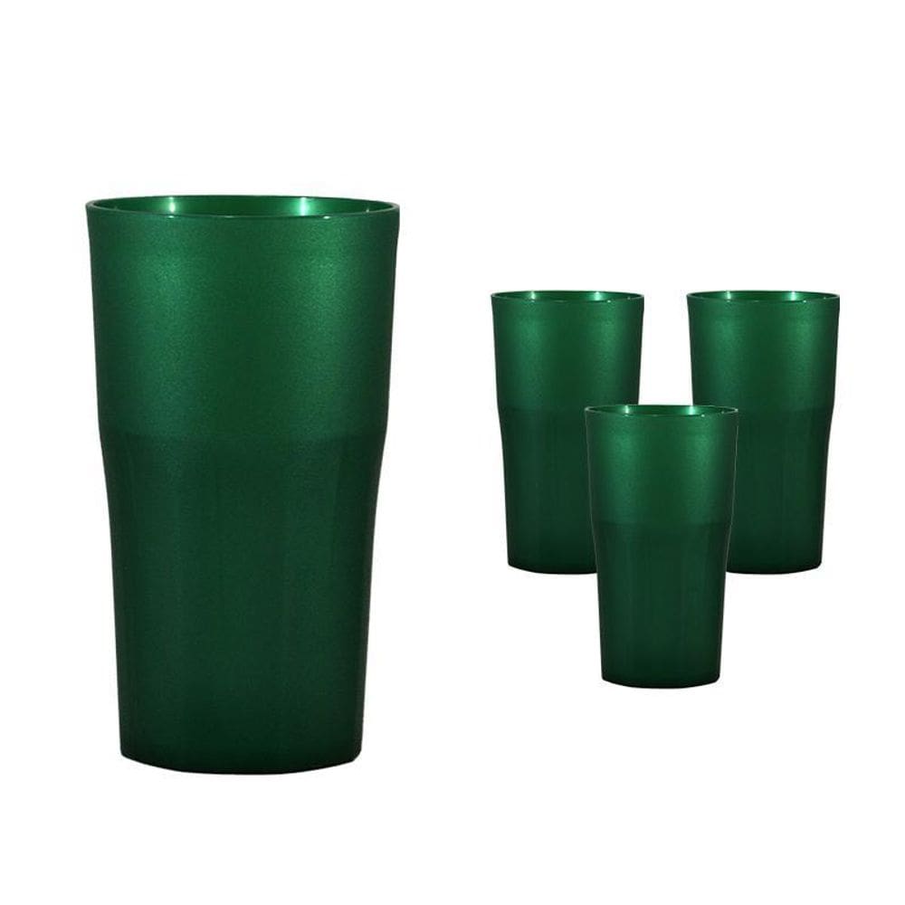 Kit 4 Copos Roma Verde 360Ml Plástico Premium