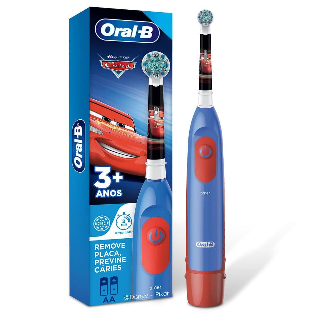 Escova Dental Infantil Oral-B Disney Pixar Cars Cores + 2 Pilhas AA