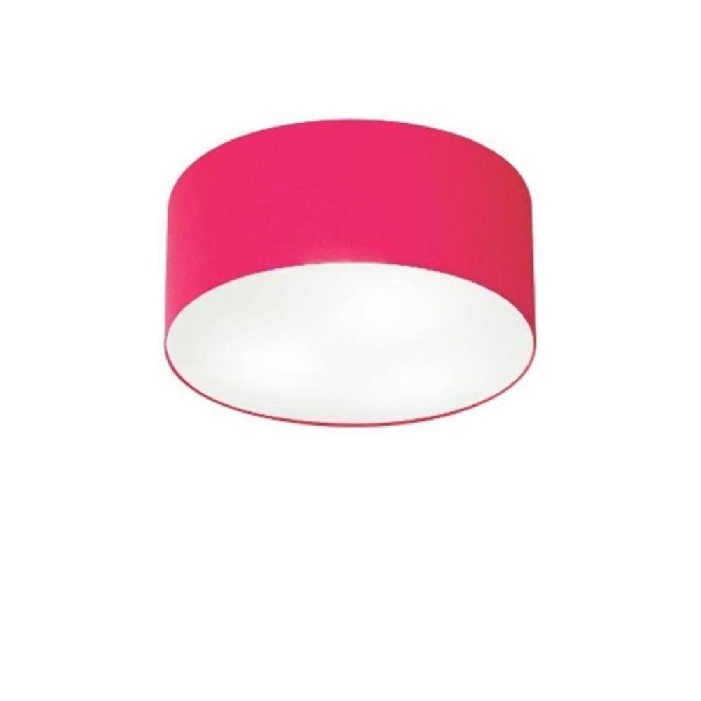 Plafon Cilíndrico Md-3010 Cúpula Em Tecido 30x12cm Rosa Pink - Bivolt