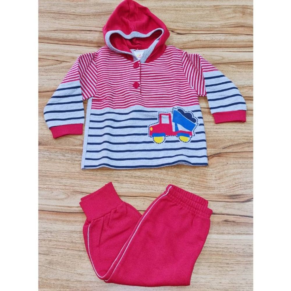 Conjunto Masculino Infantil Inverno Vermelho Isensee Listras M