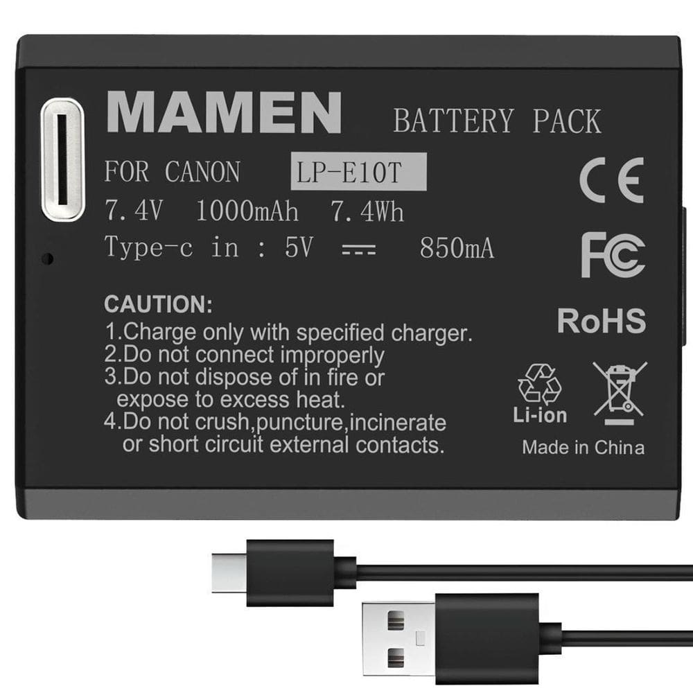 Bateria Mamen Lp-E10 Usb-C Para Câmeras Canon Rebel