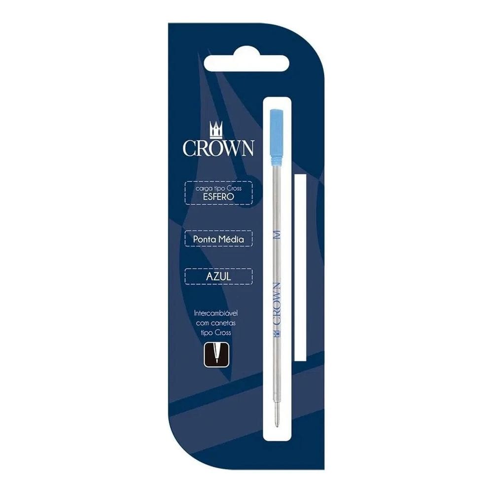Carga Crown Azul Preta Esferográfica Cross Ca12009