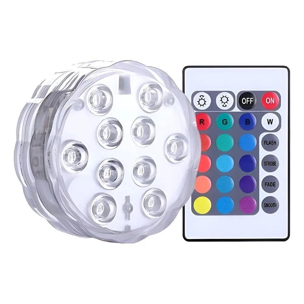 Luminária Led Piscina Controle Remoto Rgb Pilha Ventosa Cor