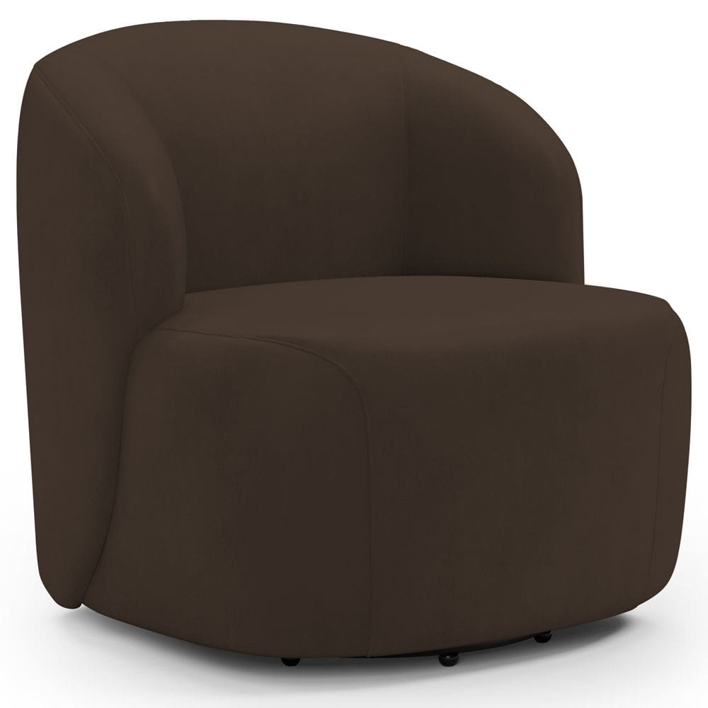 Poltrona Giratória Orgânica Para Sala Living Heidy F04 Veludo Marrom - Lyam Decor