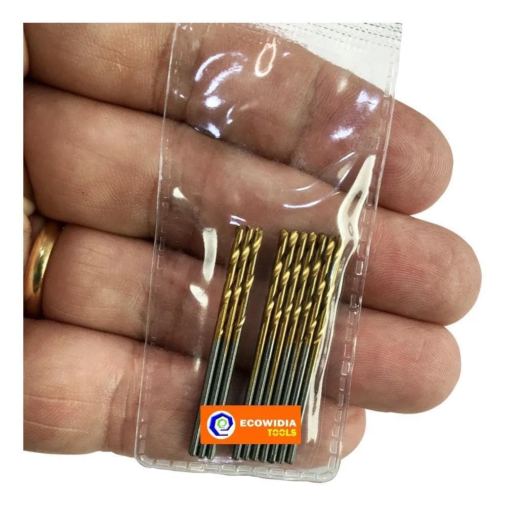 Broca Aço Rapido 2Mm Hss Cobertura Titanio Kit 10 Peças