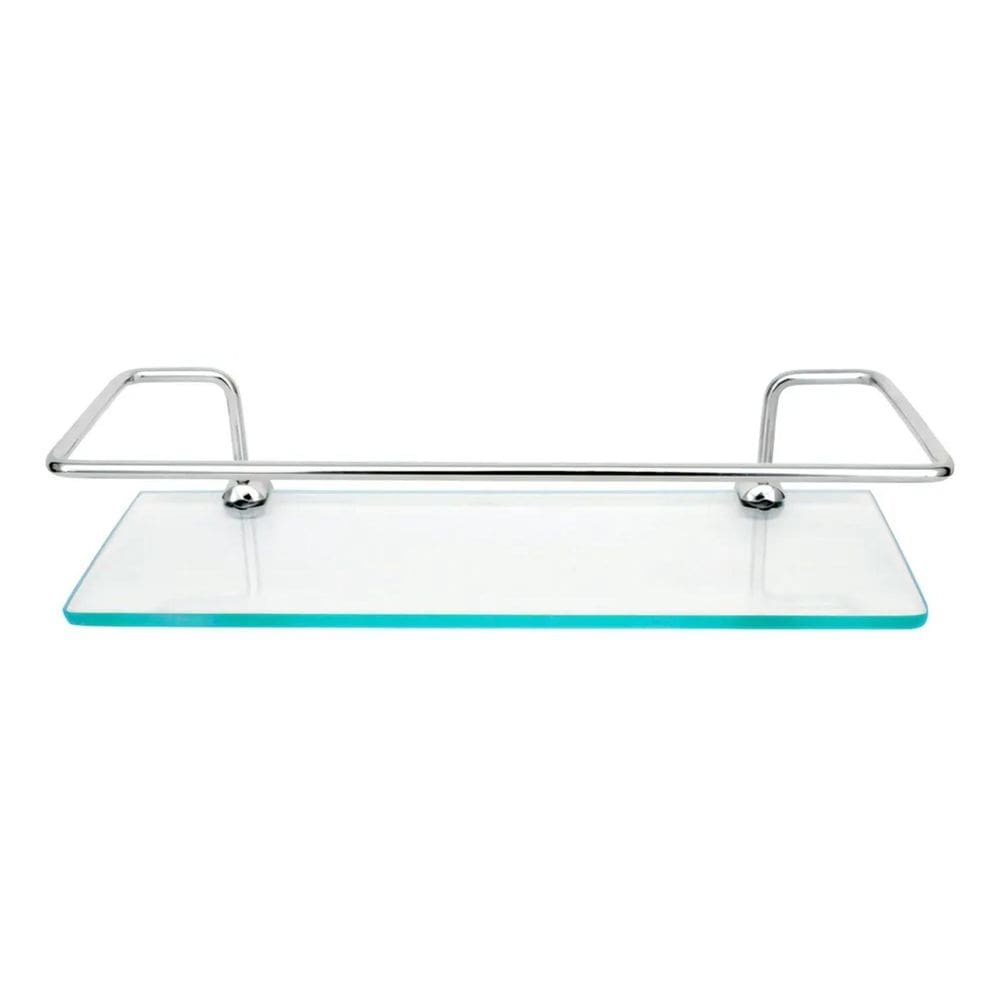 Porta Shampoo Reto 30 X 10Cm Com Grade Em Aço Inóx Vidro 6Mm
