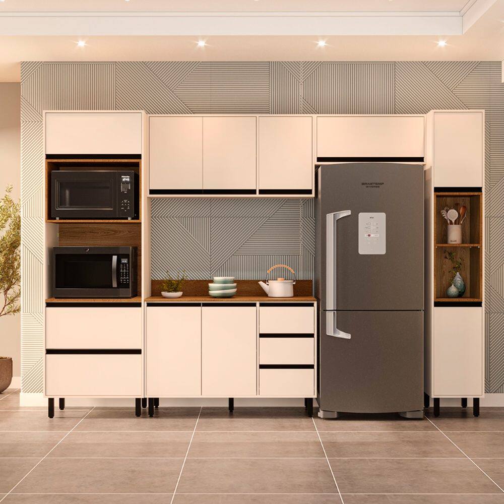 Cozinha Compacta 5 Peças 250043 Com Tampo Koya Creme Politorno Móveis