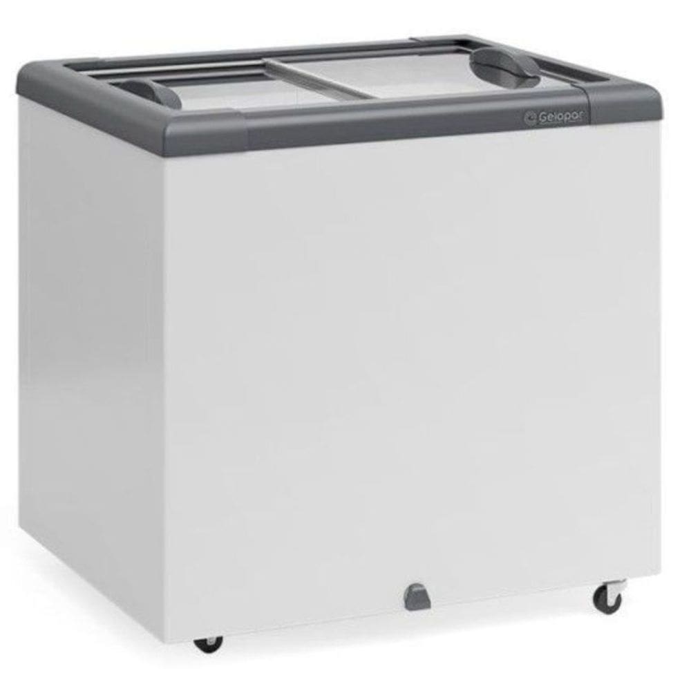 Freezer Plano Vidro Reto Deslizante GHD200 Cinza Gelopar 110V