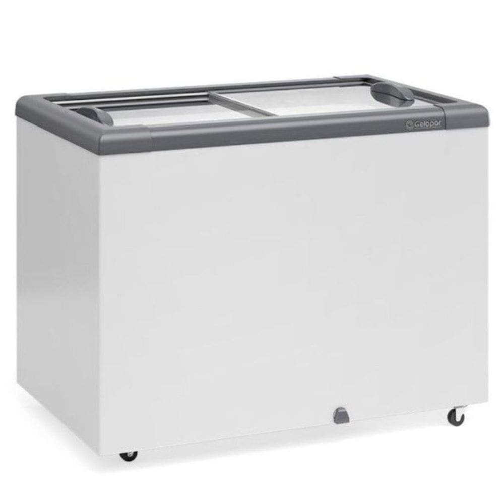 Freezer Plano Vidro Reto Deslizante GHD300 Cinza Gelopar 110V