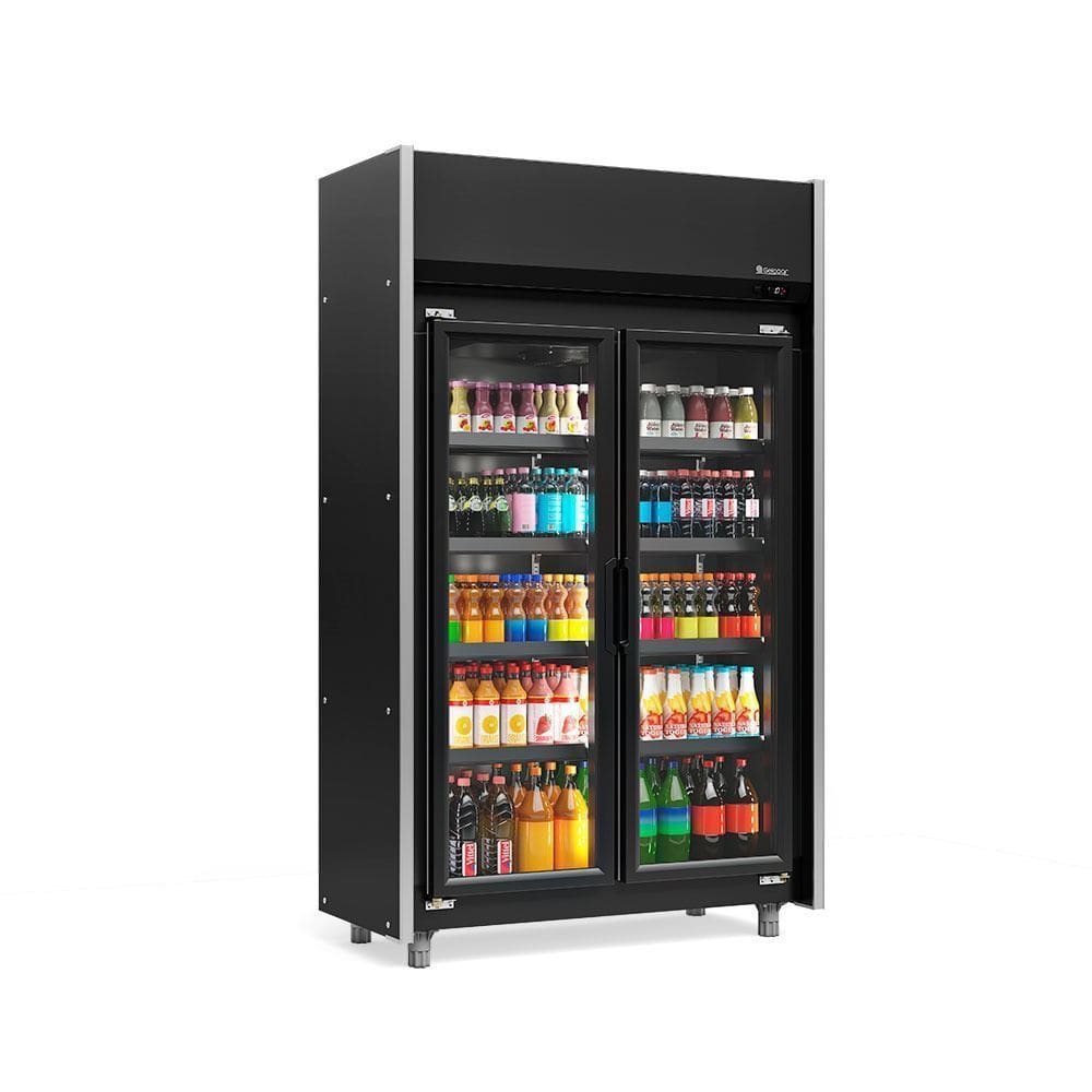 Expositor Vertical 2 Portas All Black GEAS2PLB 4 Prateleiras 220v Gelopar