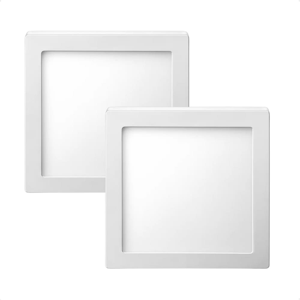 Kit 2 Painel de Led Quadrado Sobrepor 12W Bivolt Taschibra 3000K Quente