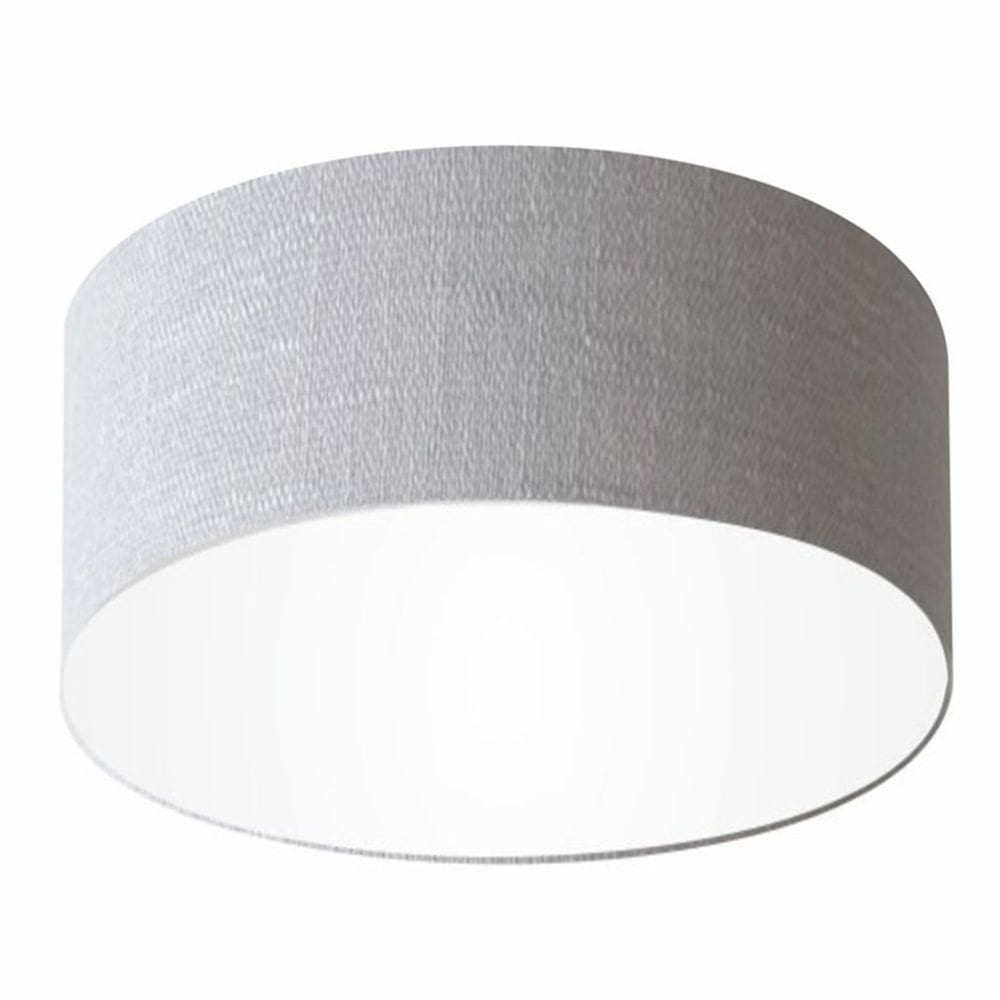 Plafon Cilíndrico Md-3058 Cúpula Em Tecido 55x25cm Rústico Cinza - Bivolt
