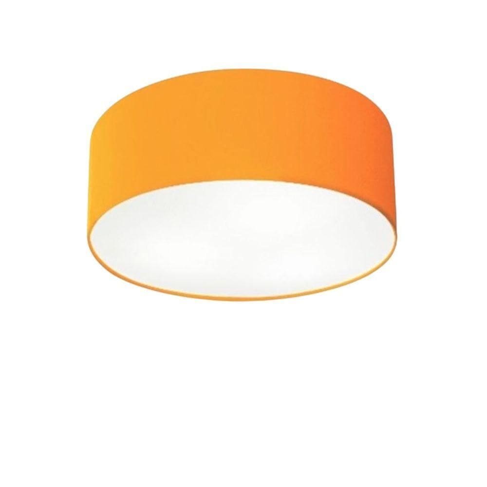 Plafon Cilíndrico Vivare Md-3005 Cúpula Em Tecido 40x12cm - Bivolt Laranja 127/220v