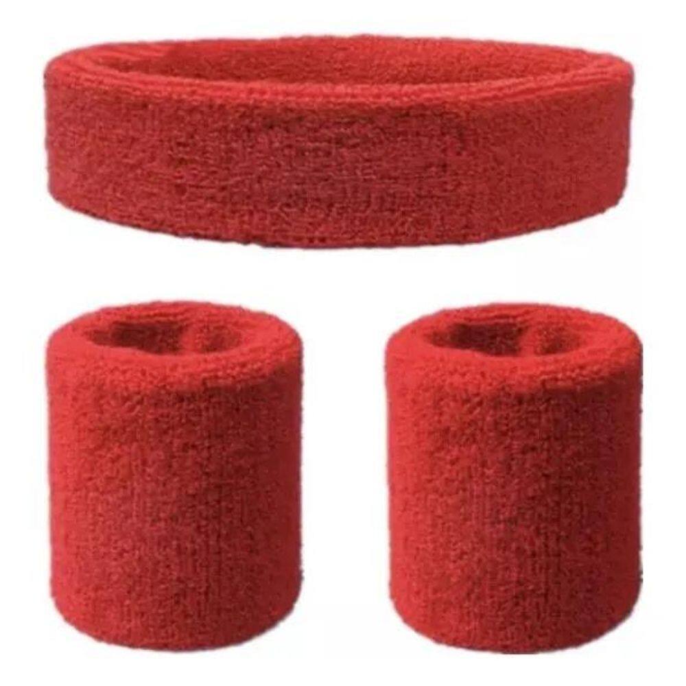 Kit Com 1 Faixa De Cabeça + 2 Munhequeiras Atoalhadas