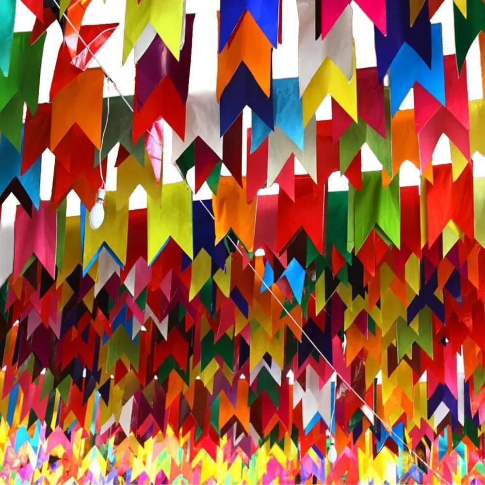 Bandeirinha Festa Junina 100 Mts Bandeirolas De Seda Papel C