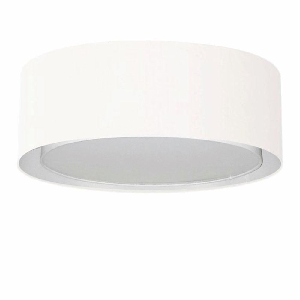 Plafon Duplo Cilíndrico Md-3037 Cúpula Em Tecido 60x25cm Branco - Bivolt