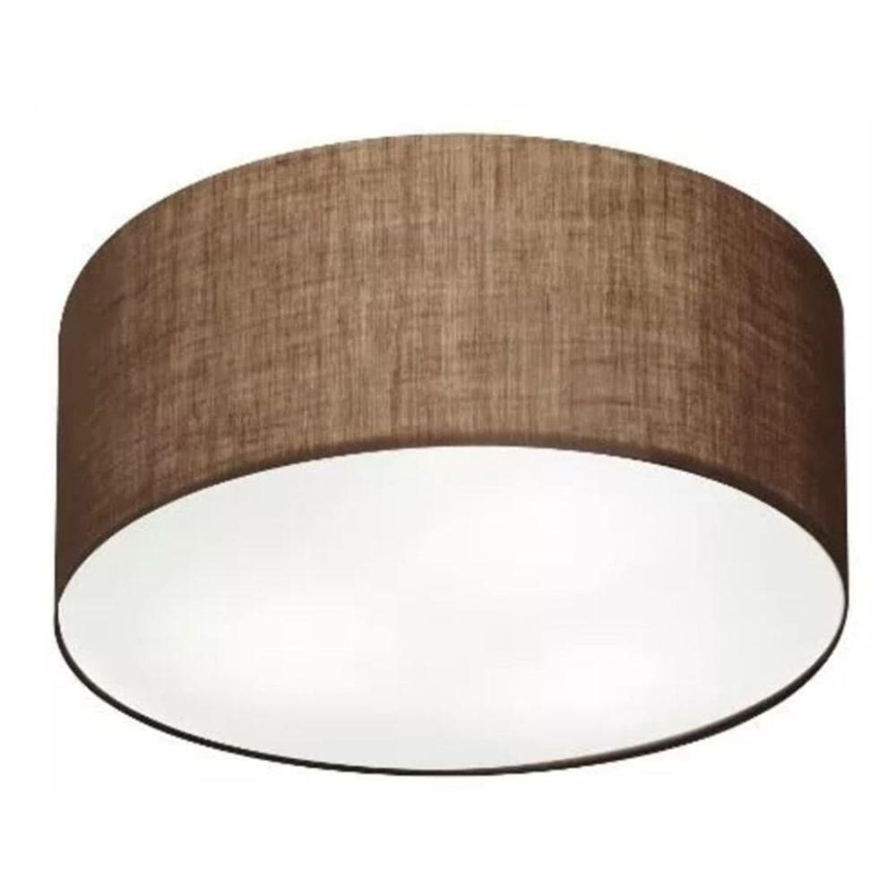 Plafon Cilíndrico Md-3055 Cúpula Em Tecido 80x21cm Café - Bivolt