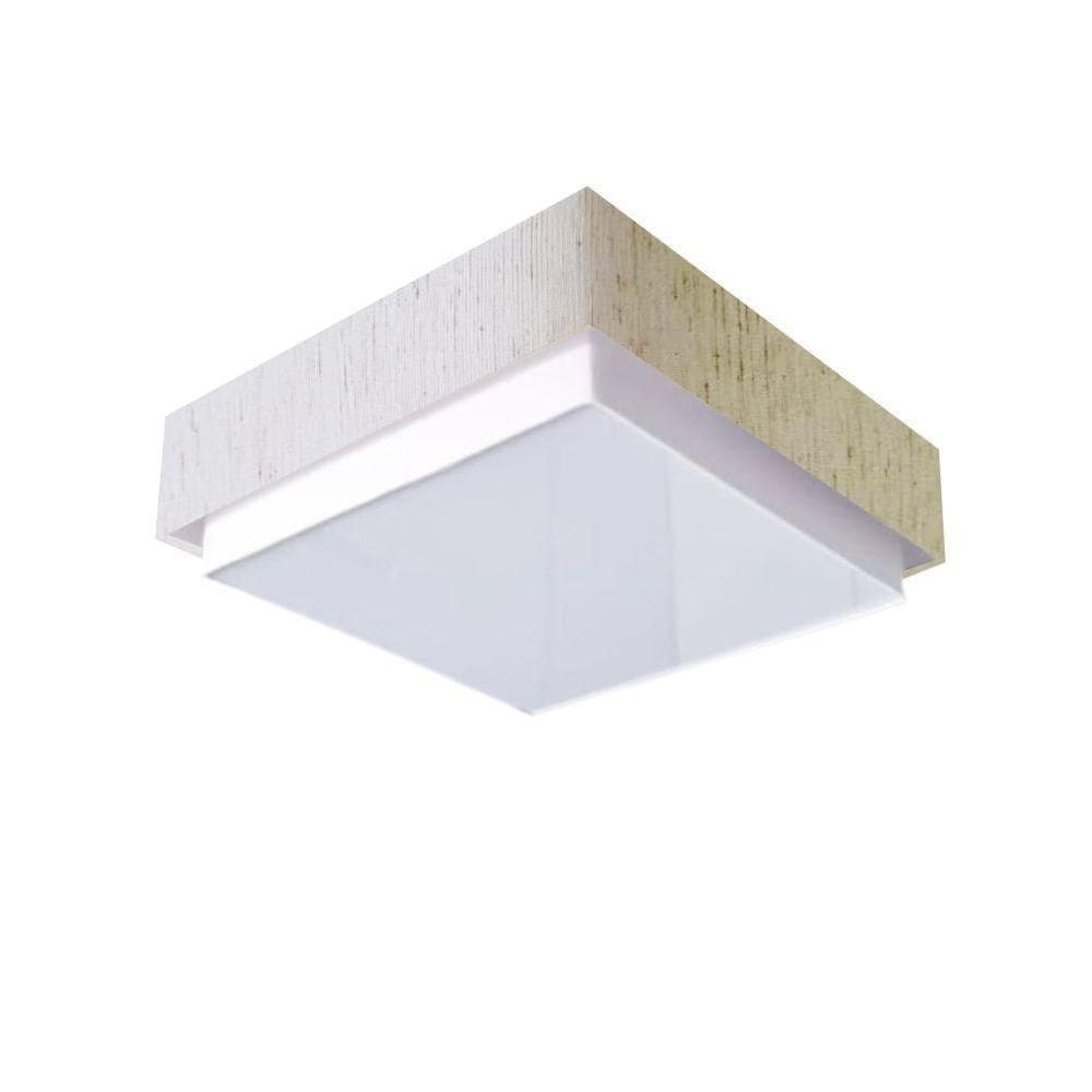 Plafon Quadrado Vivare Md-3090 Cúpula Em Tecido 45x45cm - Bivolt Linho Bege 127/220v