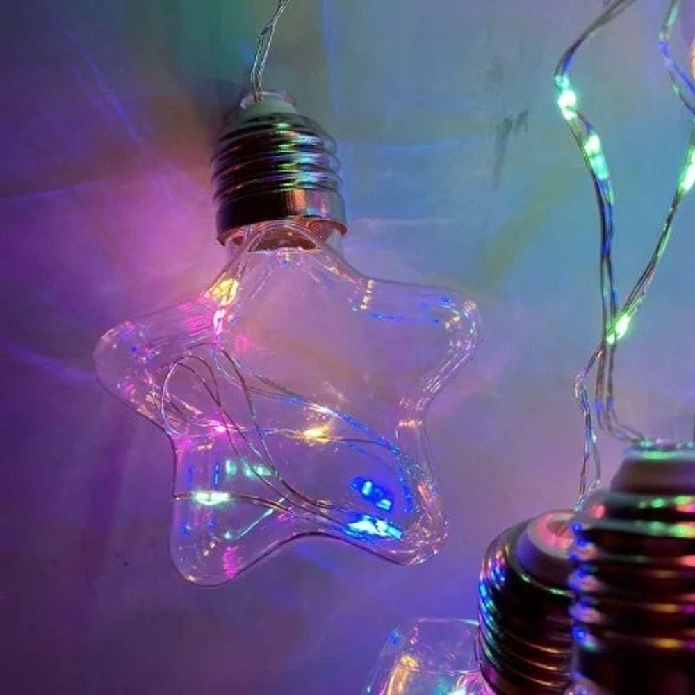 Fio De Led Com 10 Lâmpadas Estrelas Fio De Fada Usb E Pilha Aa Colorido