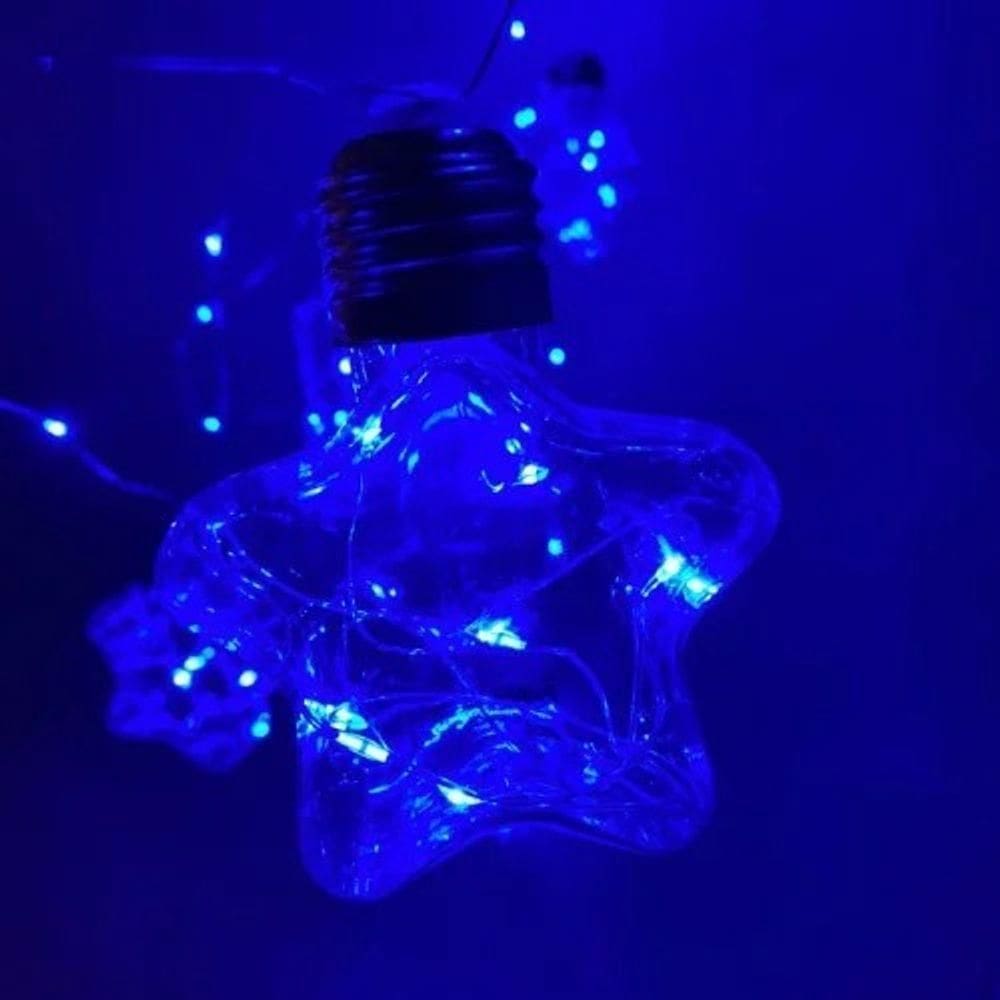 Fio De Led Com 10 Lâmpadas Estrelas Fio De Fada Usb E Pilha Aa Azul